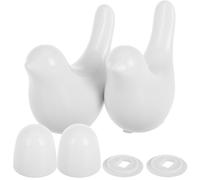 Capuchon de Boulon de Toilette Oiseaux Décoratifs en Céramique Blanche | Cache les Fixations au Sol, Entretien Facile, Lot Rondelles et Figurines Oiseaux, pour Base de Cuvette
