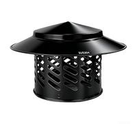 Capuchon de cheminée en acier inoxydable 304 résistant aux intempéries avec supports pour tuyau de poêle jusqu'à 180 mm, noir (160 mm)