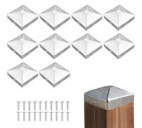 Capuchons de Poteau,10 Pièces Capuchon pour Poteau en Bois 7x7cm,Chapeau de Poteaus Forme de Pyramide,Capuchon pour Poteaux Carrés en Métal,pour Protéger Les Poteaux en Bois Oteaux de Clôtur,avec Vis