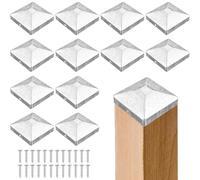 Capuchons de Poteau,12 Pièces Capuchon pour Poteau en Bois 7x7cm,Chapeau de Poteaus Forme Pyramide,Capuchon pour Poteaux Carrés en Métal,pour Protéger Les Poteaux en Bois Oteaux de Clôtur