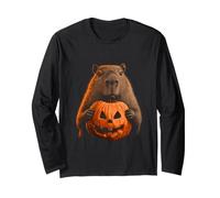 Capybara Halloween Capybara Lover Jack O Lantern Face Manche Longue