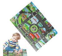 Car Rugs Kid, City Road Play Mat 83x57cm/32.68x22.44 inches Traffic Map Carpet Rug Toy Cars, Soft Kids Plays Mats with Streets and Buildings for Indoor Floor Playroom Game Nylon
