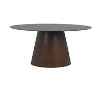 CARACAS - Table Ovale 160cm Pied Central MDF Placage Noyer