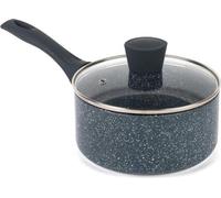 Caractéristiques : casseroles en aluminium de 18 cm avec couvercle - Conviennent à tous les types de cuisinières, y compris à induction - Casseroles en aluminium à double paroi, finition marbrée bleue
