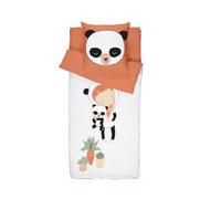 Caradou Parure de Lit Enfant MISS PANDA, 4 Pièces couette incluse, 90x190 cm, Coton, Orange