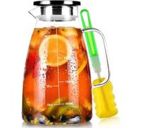 Carafe 2 litres Carafe en verre avec couvercle Carafe à eau Pichet à thé glacé 2L