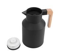 Carafe à Café Thermique, 1000ml à Double Paroi avec Rétention de Chaleur Sous Vide, Distributeur de Boissons Thermiques avec Poignée en Bois, Boissons Chaudes ou Froides(Noir)