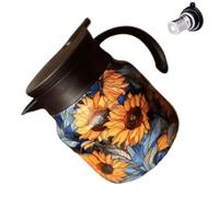 Carafe à café thermique en vrac Théière isolée sous vide Carafe en acier | Théière thermique en acier inoxydable à motif floral pour infusion d'eau pour la maison, le travail, le tournesol
