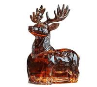 Carafe à décanter en verre en forme de statue d'animal - Intéressante et créative - En forme d'éléphant/cerf/tête de loup/hibou - Décoration de bar pour les amateurs de whisky (cerf)