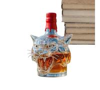 Carafe à décanter en verre en forme de tête de tigre | Récipient de boisson | Collectionner Decaanter Cool Bar Tool | Distributeur unique de whisky - Cadeau de bar à la maison