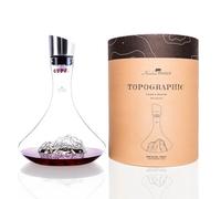 Carafe à décanter le vin 1.8 L | Borosilicate de qualité supérieure soufflés artisanalement avec les montagnes en relief | Bouchon 3 en 1 (filtre, aérateur et bec verseur) (Mont Blanc)