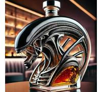 Carafe A Decanter Whisky - Statue Bouteille Whisky, Statue De Carafe À Whisky Alien Monster, Figurine 3D En Verre Iron Blood, Cadeau Idéal Pour Les Cinéphiles(Black)
