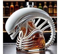 Carafe A Decanter Whisky - Statue Bouteille Whisky, Statue De Carafe À Whisky Alien Monster, Figurine 3D En Verre Iron Blood, Cadeau Idéal Pour Les Cinéphiles(White)