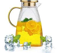 Carafe à eau 1,8 litre Carafe en verre étanche avec couvercle pour porte de réfrigérateur - grande théière à glace en verre borosilicaté pour l'eau et les jus