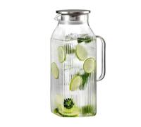 Carafe à eau, 2 000 ml, transparente, épaisse, résistante à la chaleur, avec couvercle, pour le thé, pour boissons liquides, maison, cuisine, réfrigérateur, fêtes d'été, réunions de , camping