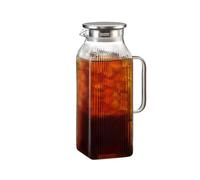 Carafe à eau, 2000 ml, résistante à la chaleur, à parois épaisses, en verre transparent, avec couvercle, pour la maison, la cuisine, les boissons et les liquides, les fêtes d'été, le camping et