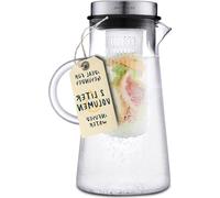 Carafe à eau - carafe en verre avec insert à fruits - 2 litres - couvercle - lavable au lave-vaisselle - transparent