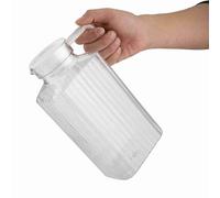 Carafe à Eau en Acrylique, Pichet en Plastique Transparent avec Couvercles, Bouteille de Jus Carrée, Pichet à Jus Glacé à Rayures pour Eau, Thé Glacé, Jus, Boissons, Infusion (1800ml)