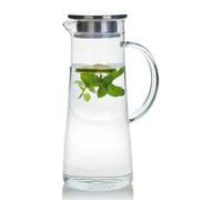 Carafe à eau en verre, 1,4 litre, en verre borosilicaté avec une poignée en cristal