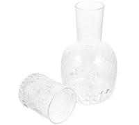Carafe à Eau en Verre 880ml avec Gobelet, Service Classique Élégant | Usage Maison ou Bureau, 265ml Inclus, Convient aux Boissons Variées, Lot Deux Pièces