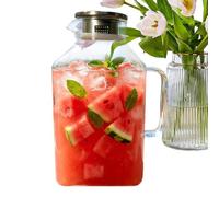 Carafe à thé en verre avec couvercle, pot de stockage en verre de 400 ml | avec couvercle verseuse en verre pour réfrigérateur bar fête maison cuisine réfrigérateur