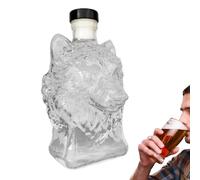 Carafe À Vodka,Décanter en Verre pour Whisky et Alcool - 350ml avec Profil de Tête de Loup, Accessoire de Bar, Cadeau pour Père, Homme, ou Petit Ami