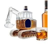 Carafe à Whisky - Bouteille en Verre en Forme de Pelleteuse, Doseur à Alcools,Carafe à Whisky Originale,Pour bar maison, cadeau pour homme, père, anniversaire, mariage, crémaillère