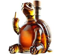 Carafe à whisky Decanter 350 ml carafe à vin en forme de tortue faisant un doigt d'honneur 13 x 13 x 18 cm flasque whisky en verre transparent avec bouchon.