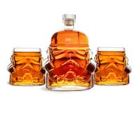 Carafe à whisky originale Stormtrooper et 2 verres casque Stormtrooper, pour whisky, bourbon, scotch et gin, carafe à décanter de 750 ml avec joint en liège, verres de 300 ml, cadeaux Star Wars pour