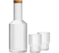 Carafe de chevet en verre avec couvercle et bouteille d'eau striée - Bouteille d'eau vintage de 28 oz