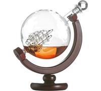 Carafe en bois « Carte du monde » avec décor de bateau, hermétique