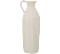 Carafe en céramique à motifs rainurés, couleur beige, dimensions 15 x 42 cm
