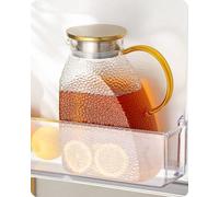 Carafe en céramique avec couvercle en acier inoxydable, carafe réfrigérante anti-fuites pour boissons chaudes ou froides (1,8 l/63 oz)