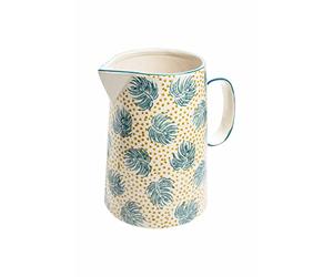 Carafe en céramique, vase, pichet Boho Chic bleu, 17,5 x 13 x 18 cm, 1500 ml