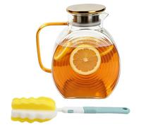 Carafe en verre 2 litres, en verre borosilicaté, avec couvercle en acier inoxydable, compatible lave-vaisselle