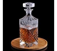 Carafe en verre avec bouchon géométrique hermétique, carafe à whisky pour vin, bourbon, cognac, spiritueux, jus, eau, bain de bouche, verre sans plomb (720 ml)