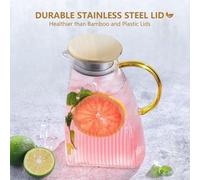 Carafe en verre avec couvercle en acier inoxydable pour boissons chaudes ou froides (1,8 litre, verre, pour un usage quotidien)