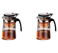 Carafe en verre avec filtre à piston - Théière - Verre résistant à la chaleur - 750 ml - Lot de 2 - Pour le thé et le café