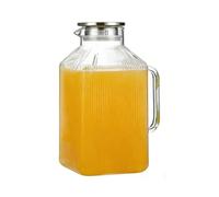 Carafe en verre avec poignée et couvercle - Grande capacité anti-fuite, 3,8 l, carafe à limonade froide, bouteille à thé et carafe, pour réfrigérateur, eau chaude froide, jus de fruits, limonade, café