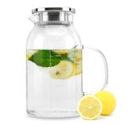 Carafe en verre borosilicate 1,5 L à anse, filtre amovible et graduation - résistant à la chaleur pour thé, café, eau et jus