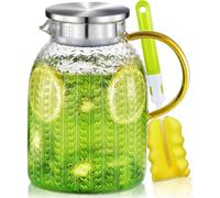 Carafe en verre borosilicaté, 1,8 litre, avec couvercle, résistante à la chaleur
