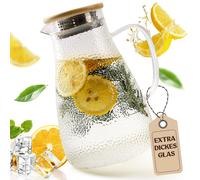 Carafe en verre borosilicaté avec couvercle en bambou, capacité de 1,9 litre