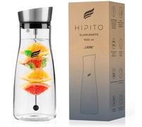 Carafe en verre borosilicaté de 1,0 litre avec couvercle et brochette à fruits