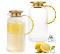 Carafe en verre borosilicaté de 2 litres avec couvercle, lot de 2