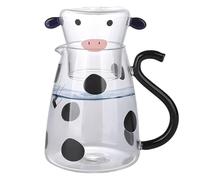 Carafe en verre - Carafe à eau en verre borosilicate de 550 ml - Distributeur de lait - Cafetière à thé - Design de vache - Convient à la table de service de cuisine