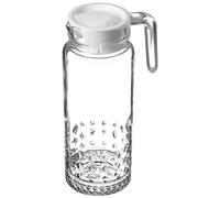 Carafe en verre – Cruche pour eau et jus avec couvercle – 1 à 1,5 litre – Avec anse – Verre transparent avec couvercle blanc