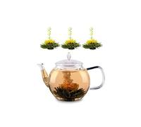 Carafe en verre - Feelino - 1300 ml - passoire à thé et fleurs de thé