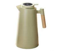 Carafe en verre isotherme de 1 L avec couvercle en polypropylène, pot thermique à double paroi garde au chaud et au froid pendant 24 heures, serveur à café avec poignée en bois pour maison, restaurant