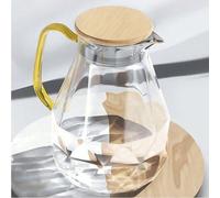 Carafe en verre moderne de 2 litres avec design en diamant et couvercle en bambou - pot à eau décoratif pour le salon - grande durabilité - carafe résistante à la chaleur et au froid Milk Jug Kit