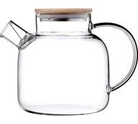 Carafe en verre - Pichet 1,5 l - Couvercle à vis - Pour thé, eau, compote - Avec passoire à thé - Convient pour les aliments (FCM)